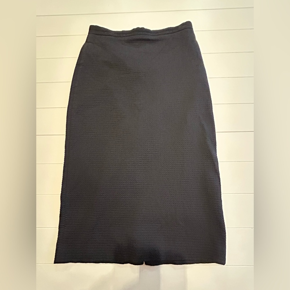 Hache Textured Black Pencil Skirt Cotton Blend Size 44 Large